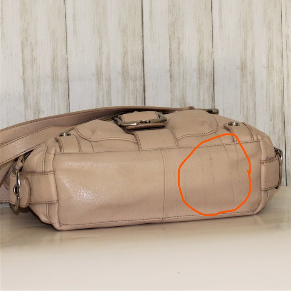 B. Makowsky Beige Leather Satchel/Shoulder Bag - Picture 7 of 12